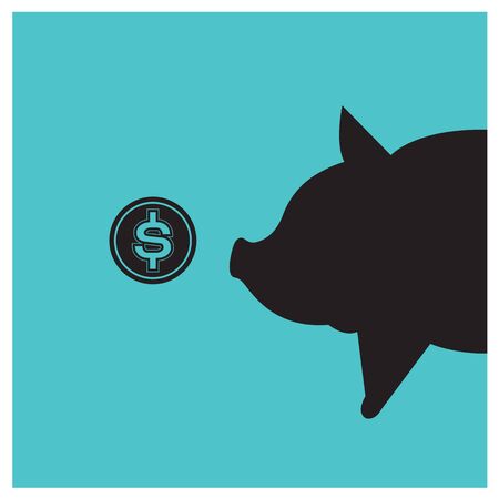 Vector business swine savings dollars on a blue backgroundのイラスト素材