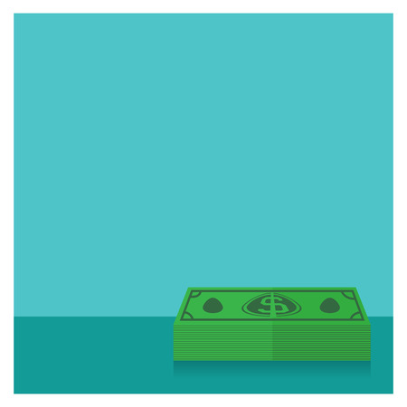 Business Vector illustration icon dollar cash pile of money on a blue backgroundのイラスト素材