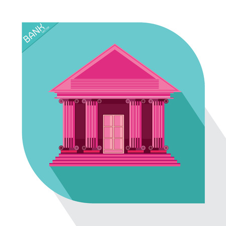 bank pink icon vector building business market money officeのイラスト素材