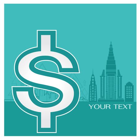 Business blue background money dollar building wallpaperのイラスト素材