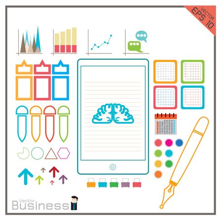 business tablet graph technology brain internet communication のイラスト素材