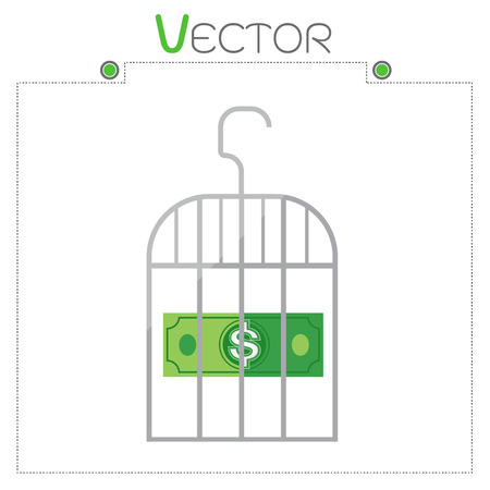 Dollar in money gray cage vector formatのイラスト素材