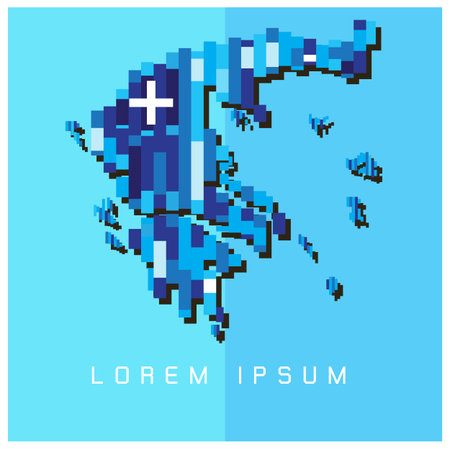 Greece Map with a pixel diamond texture vector backgroundのイラスト素材