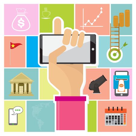 Telephone banking to transfer money graph goal kickinのイラスト素材