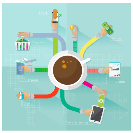 vector relaxing office success teamwork benefit office equipment on blue backgroundのイラスト素材