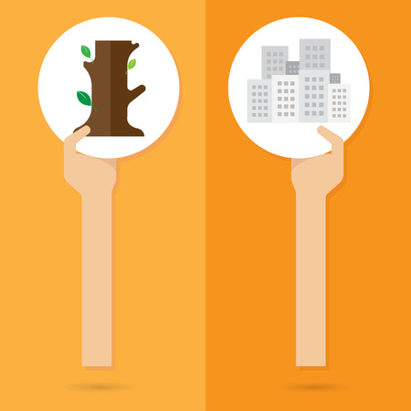 vector build Building deforestation nature arm and handのイラスト素材