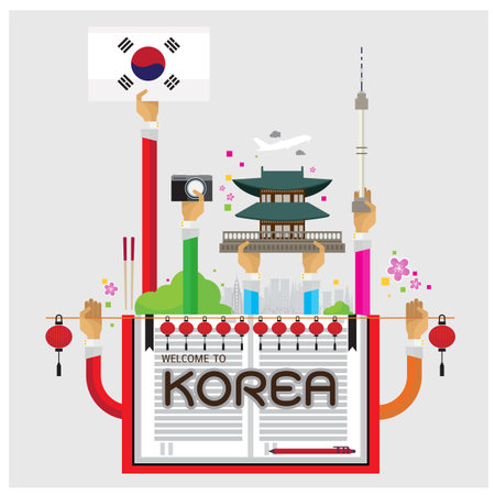 Korea Seoul lamp cozy arm and handのイラスト素材