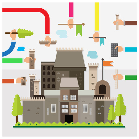 Construction castle medieval arm and handのイラスト素材