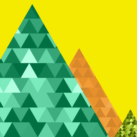 Green mountain triangle, green, orange, yellow, blue abundance