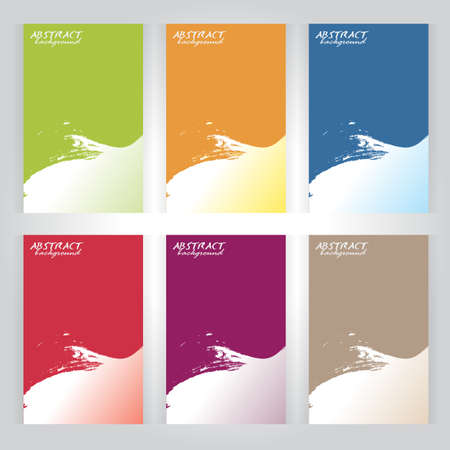 background texture six frame Green, orange, red, blue, purple, brown and banner paintbrushのイラスト素材