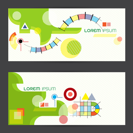 vector illustration Low polygon geometry polygon abstract banner green curves Circle linesのイラスト素材
