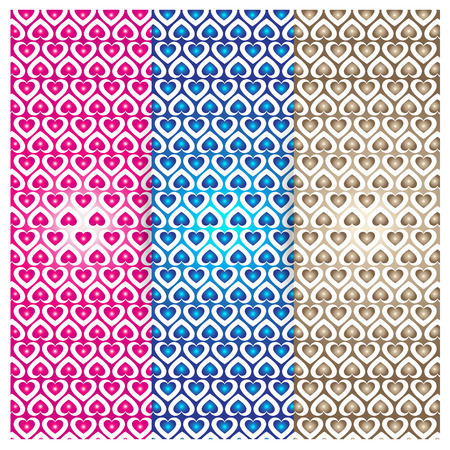 vector Heart shape vector seamless patterns. Romantic pink and white colors. Cover for Valentines day background design. Heart, dot and line shapes  wallpaper backgroundのイラスト素材