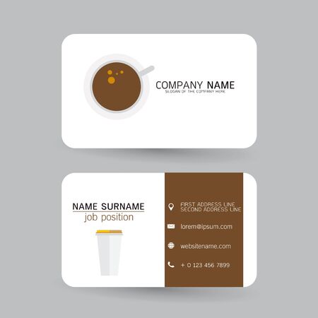 vector Modern simple light business card template with flat user interface on gray backgroundのイラスト素材