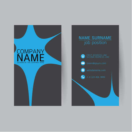 vector Modern simple light business card template with flat user interface on gray backgroundのイラスト素材