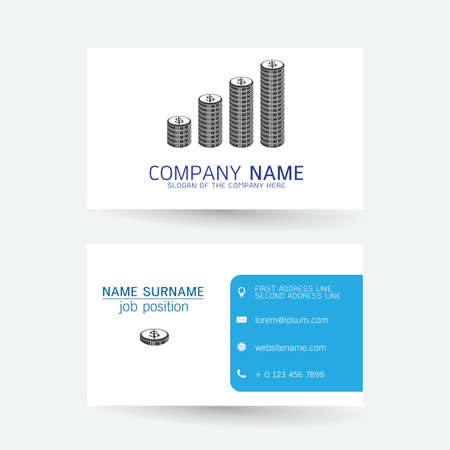 vector Modern simple light business card template with flat user interface on gray backgroundのイラスト素材
