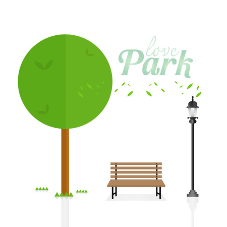 Park love. Natural landscape in the flat style. a beautiful park.Environmentally friendly natural landscape.Vector illustration green on white backgroundのイラスト素材