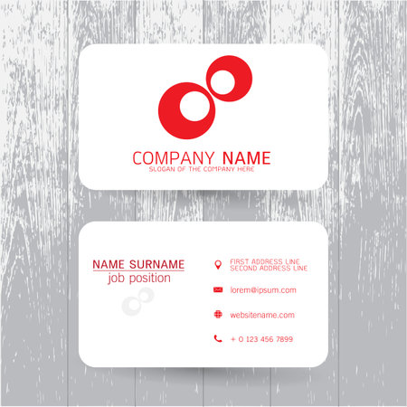 vector Modern simple light business card template with flat user interface on gray backgroundのイラスト素材