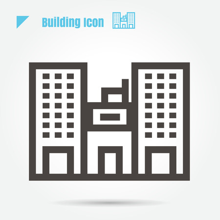icon Building house illustration isolated sign symbol thin line for web, modern minimalistic flat design vector on white backgroundのイラスト素材