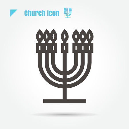 icon Menorah for Hanukkah church vector illustration isolated sign symbol thin line for web, modern minimalistic flat design vector on white backgroundのイラスト素材