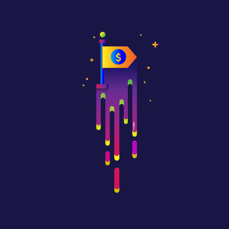 icon flag success Business finance rainbow Beautiful colorful Light illustration sign symbol  for web, modern design vector on blue background. logo.のイラスト素材