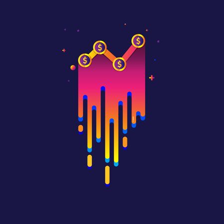 icon Dollar analysis rainbow Beautiful colorful Light illustration sign symbol  for web, modern design vector on blue background. logo.のイラスト素材