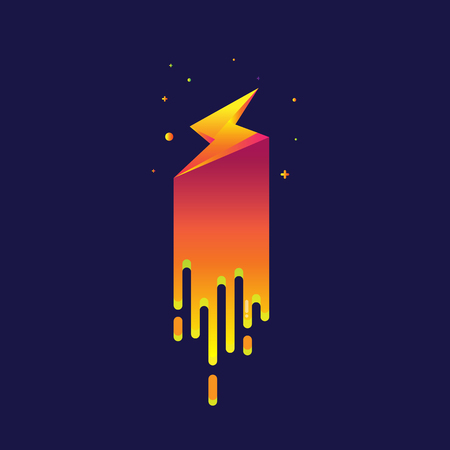 Icon bolt rainbow Beautiful colorful Light illustration sign symbol for web, modern design vector on blue background.のイラスト素材
