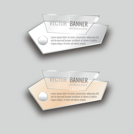 Vector glass infographic banners set on gray background. template, for, presentation, education, webのイラスト素材