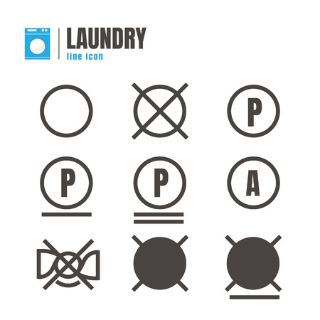 Laundry symbols. Vector. icons set. Design elements on white background.のイラスト素材
