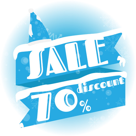Winter sale. white and blue background and with a discount of 70 percent, vector illustrationのイラスト素材