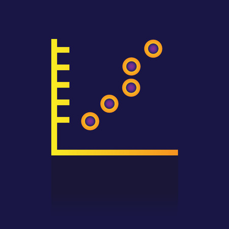 Icon Colorful bar graph chart. Business illustration isolated sign symbol thin line for web, modern minimalistic flat design vector on blue backgroundのイラスト素材