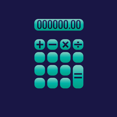 Calculator icon. logo. Symbols. web. vector illustration on blue backgroundのイラスト素材