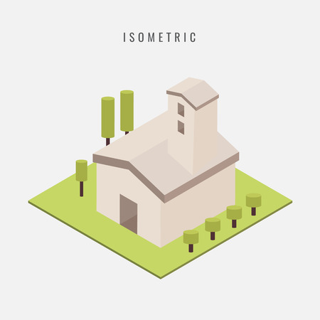 isometric. icon city buildings, vector symbol in style isolated on white background.のイラスト素材