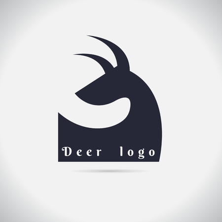 Deer logo black vector illustration. on white backgroundのイラスト素材