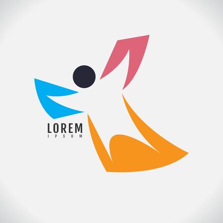 Vector image of an human design on white background. sport, logo, symbol, icon, abstractのイラスト素材