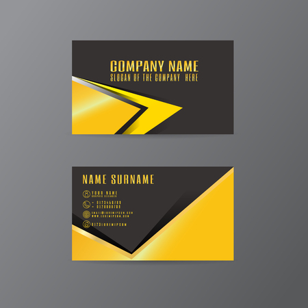 vector Creative leaf business card gold and black design of text on Gray backgroundのイラスト素材