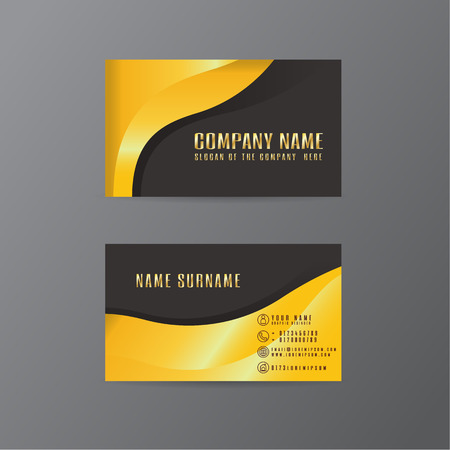 vector Creative leaf business card gold and black design of text on Gray backgroundのイラスト素材