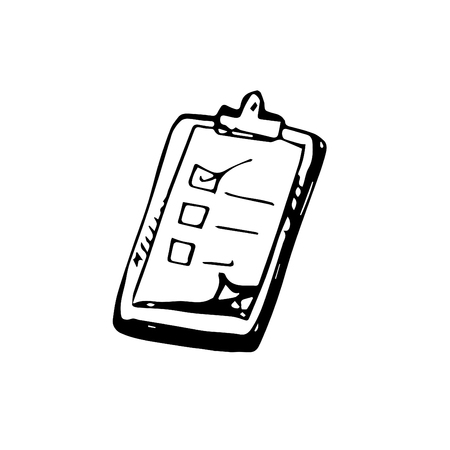 Icon black Hand drawn Simple outline checklist Symbol. vector Illustrator. on white backgroundのイラスト素材