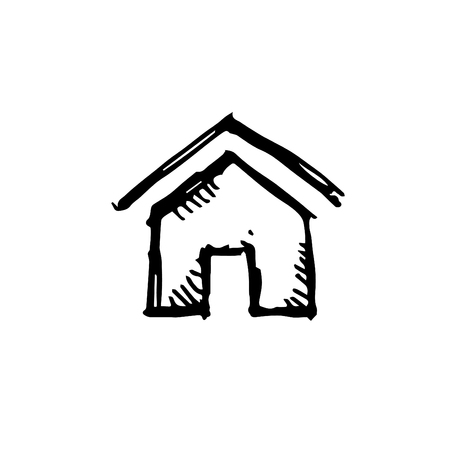 Icon black Hand drawn Simple outline
home symbol. vector Illustrator. on white backgroundのイラスト素材