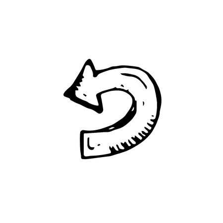 Icon black Hand drawn Simple outline Circular arrow symbol. vector Illustrator. on white backgroundのイラスト素材