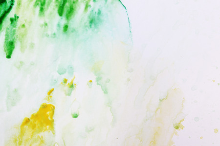 Green with Yellow and white realistic watercolor texture on paper backgroundの写真素材