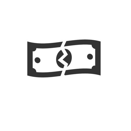 vector icon money Tearing banknote. symbol.  illustration. graphics. on white backgroundのイラスト素材