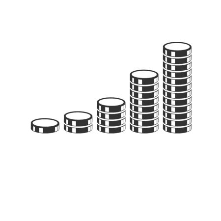Stacks of coins icon black illustration isolated sign symbol for web, modern minimalistic flat design vector on white background. Businessのイラスト素材