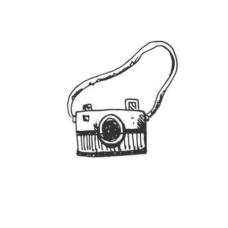 hand drawn camera icon black. on white background. vector Illustrator. symbolのイラスト素材