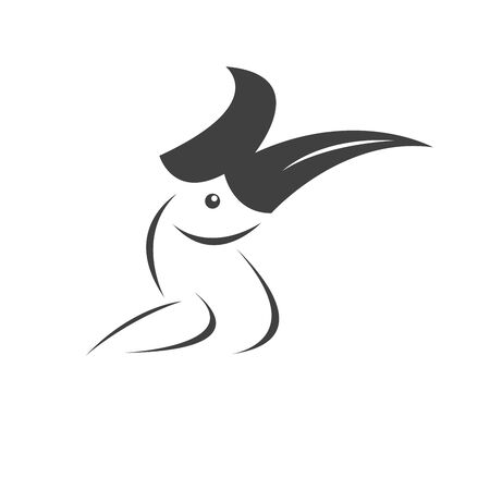 Vector of hornbill Black design. Wild Animal. Bird. Easy editable layered vector illustration. on white backgroundのイラスト素材