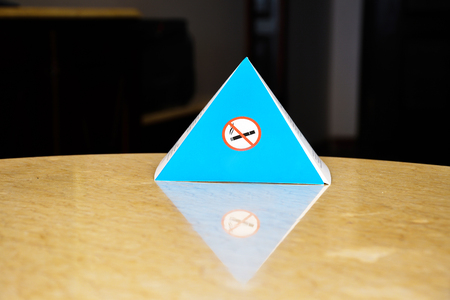 Blue paper sign for smoking prohibition in indoor placesの写真素材