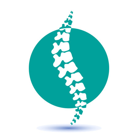 Human spine isolated silhouette illustration. Spine pain medical center, clinic, rehabilitation, diagnostic, surgery  element. Flat modern silhouette illustration. Scoliosisのイラスト素材