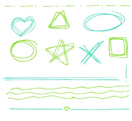 Set of vector hand drawn elements on white backgroundのイラスト素材