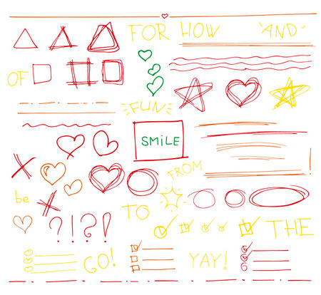 Set of vector hand drawn elements on white backgroundのイラスト素材