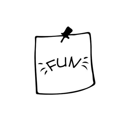 Hand drawn vector paper note in cartoon style. Clipboard icon illustration.  Isolated. Outline. Doodle sketch.のイラスト素材