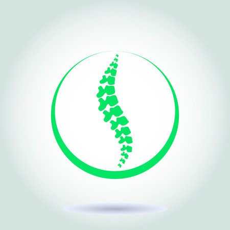 Green silhouette of human spine. isolated. Vector illustration. Symbol of diagnostic. Vector. elementのイラスト素材
